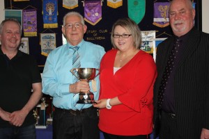 Ballymena Highest Prize-winner Johnston Eagleson with from (l) Jackie Steele Chairman MAC, Nicola Gilbert Chair-person Ballymena and Ken Wilkinson Chairman of the NIPA. 