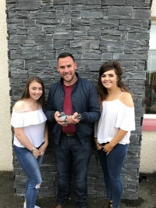 Martin Graham proudly displaying Champion "Brenda Ann " in the company of niece's Keighlea & Jessica.